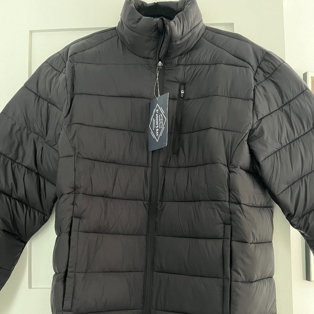 St. John's Bay Mens Black Puffy Jacket, Size Medium
